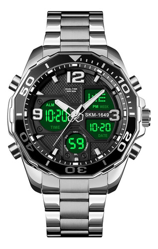 Reloj Skmei 1649 Hombre Acero Inoxidable Dualtime Sumergible