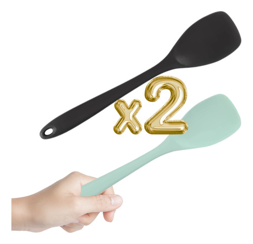 Set 2 Cucharas Ensaladeras Silicona Cocina Antiadherentes