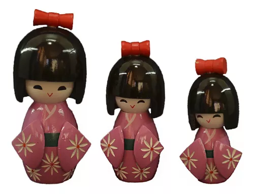 Kokeshi Pequena Boneca Tradicional Kawaii Garota Japonesa Em