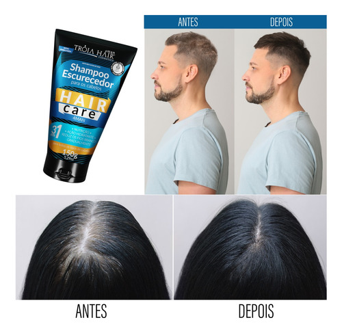 20 Sachês Shampoo Escurecedor 3 Em 1 C/ 15g Tróia Hair