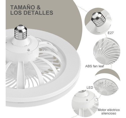 Ventilador De Lámpara Multifunción Foco Led De 30 W