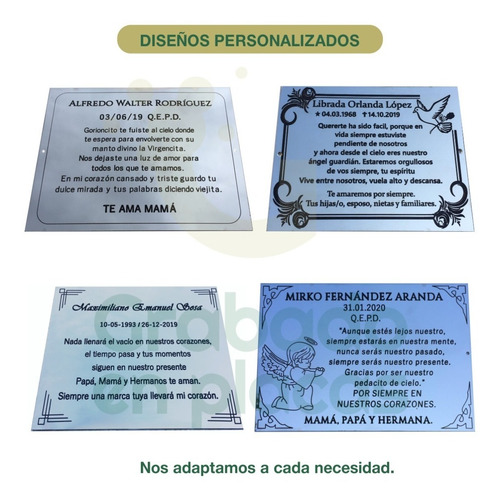 Imagen 7 de 7 de Placa Recordatoria Cementerio, Aniversario, Lapidas 20x20 Cm