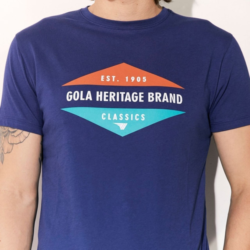 Remera Gola Institucional  Hombre Colores Azul Blanco 6