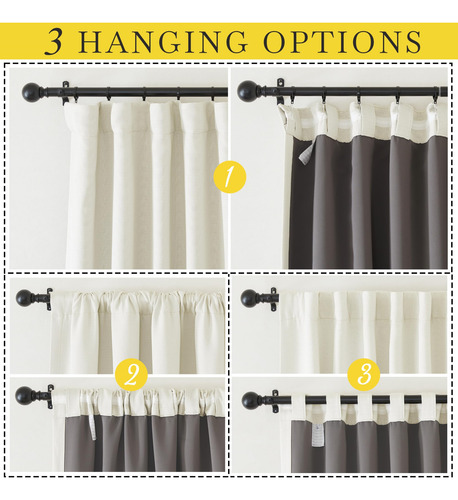 Cortinas Gruesas De Lino Sintético Opacas 128cm