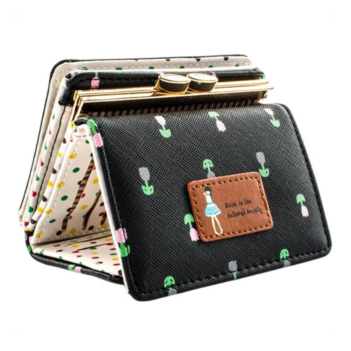 Billeteras De Mujer Wallet Monederos Mujer Tarjetero Color Azul Diseño De La Tela Floreado