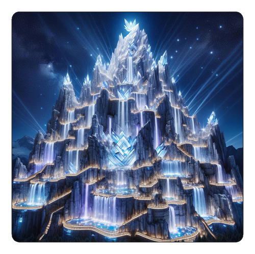 Mousepad Montaña Cristal Cascadas Nieve Noche M1