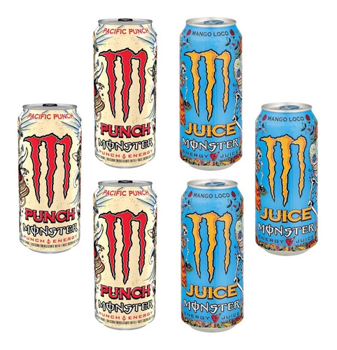 Kit 6 Energéticos Monster Mango Loco + Pacific Punch 473ml