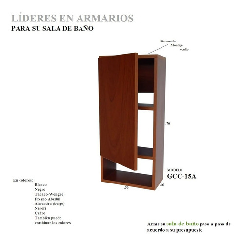 Imagen 4 de 10 de Mueble Modular Aéreo En Melamina Para Baño Mod. Gcc-15a