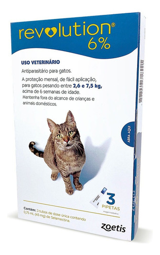 Combo Revolution Gato 45 Mg 2,6 A 7,5 Kg 3 Pipetas