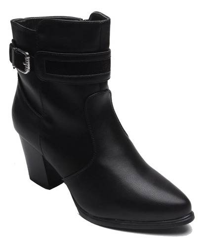 Bota Mooncity Feminina Salto Grosso Cano Curto 73057 Preto