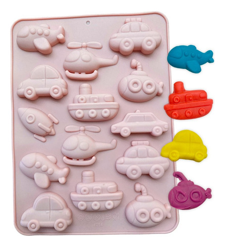 Molde Silicona Mini Carros Aviones Barcos Chocolates Gomitas Sorpresa