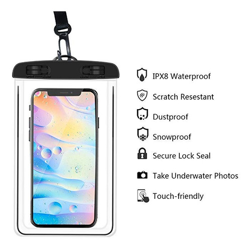 Bolsa Sumergible Agua Waterproof Para Celulares Hasta 5.5