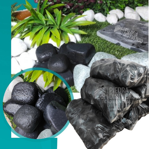 Piedra Jardin Decorativa De Marmol Paisajismo Negra Carbon