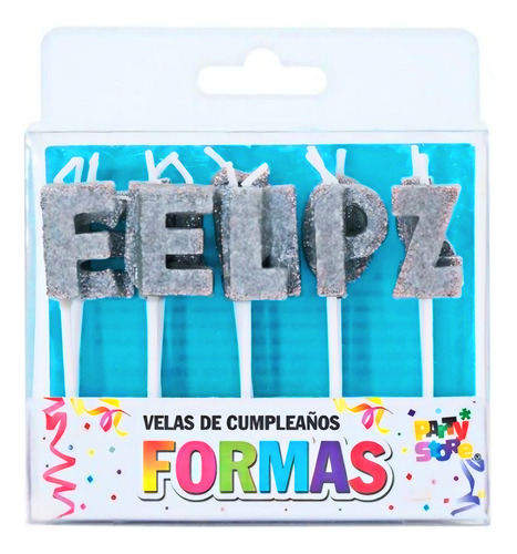 Velitas Feliz Cumple Con Brillos Plateada - Cotillón Waf