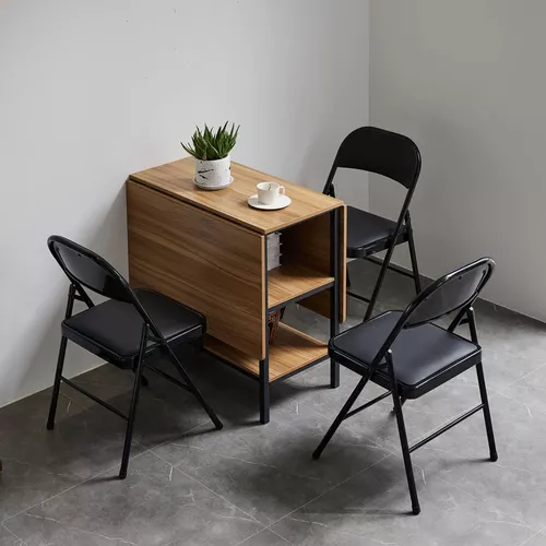Karl home Paquete de 6 sillas plegables negras con asientos acolchados para  exteriores e interiores, asiento comercial apilable portátil con marco de