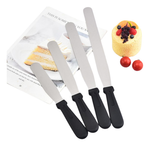 Espatula Alisadora Plana Para Reposteria Mango Negro Mango Negro Grande