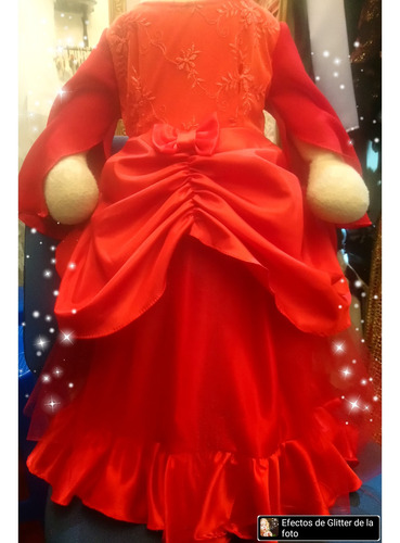 Vestido Princesa Fiesta Color Rojo P Niña De Luxo T 4 Y6a