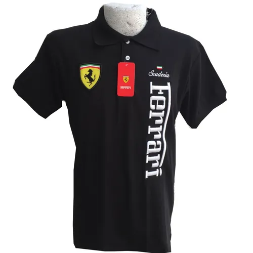 Playera Tipo Polo Ferrari Negra Unitalla Env o Gratis