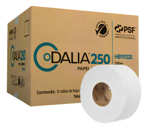 Papel Higienico Dalia Hb19325 Blanco Hoja Doble 250m 12 Pzas