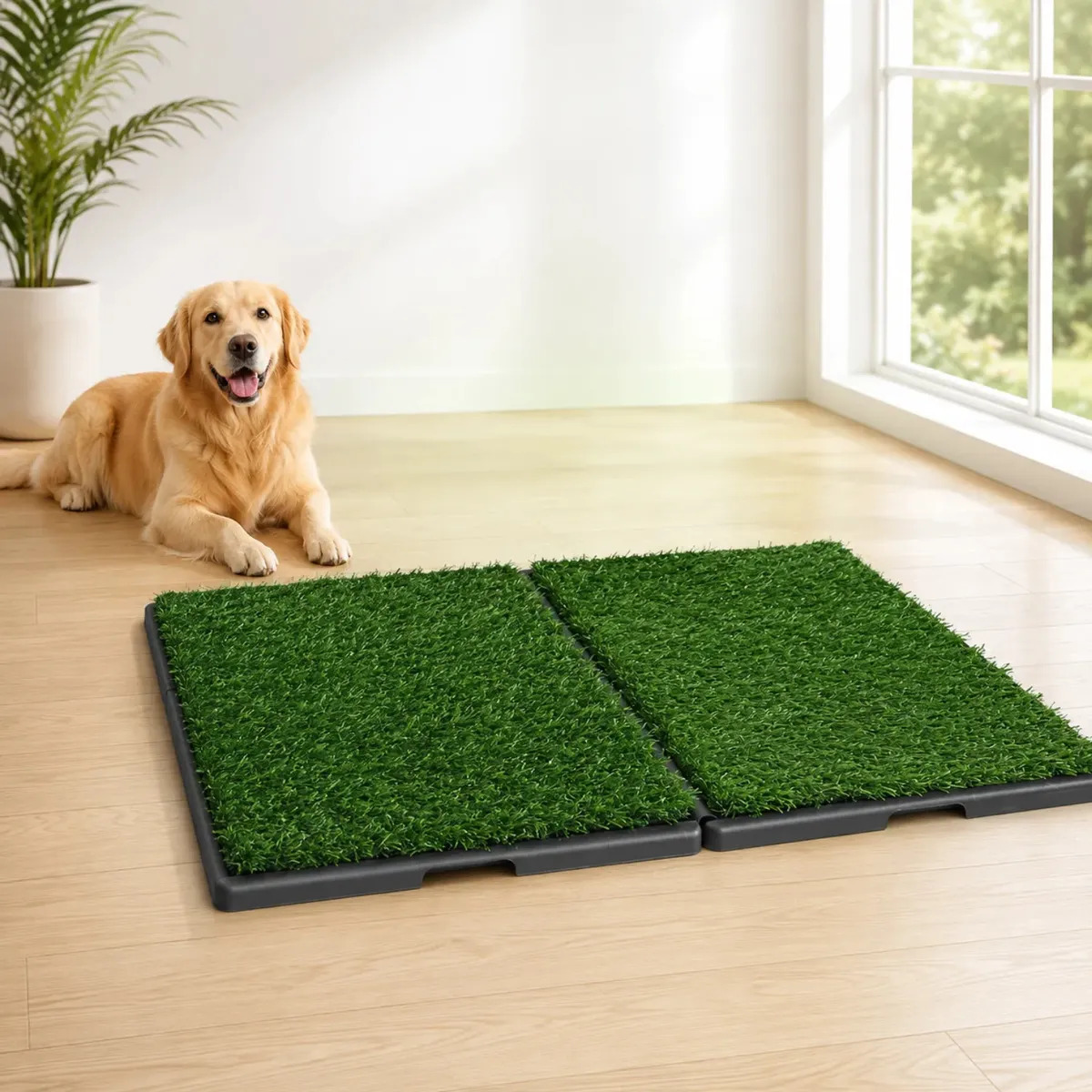 Doggie Grass XGDE Fancy Pets Tapete Entrenador Para Perro, Tapete Sanitario Modular Extra Grande 84.5 x 63 cm, Con 2 Pastos Sintéticos, 4 Rejillas Y 2 Bandejas Desmontables