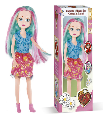 Era Uma Vez Boneca Infantil Cabelo Colorido - Mister Brinque