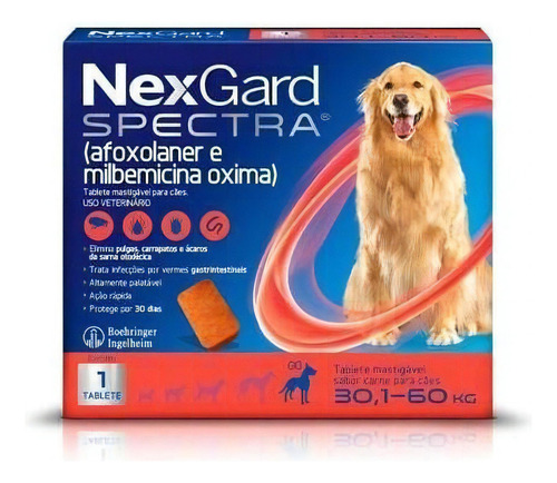 Protección contra pulgas y garrapatas Nexgard Spectra para perros de 30,1 a 60 kg