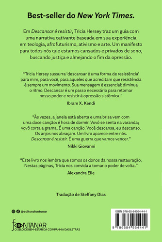 Descansar É Resistir: Um Manifesto, De Tricia Hersey. Editorial Fontanar, Tapa Mole, Edición 1 En Português, 2024