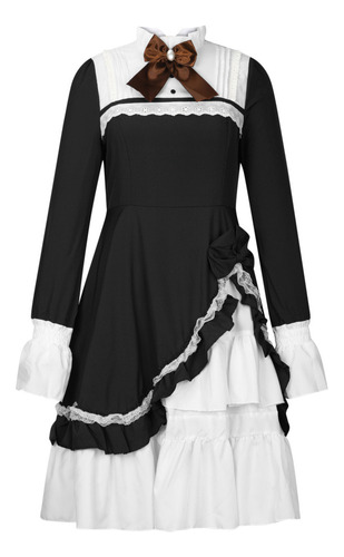 Vestido Estilo Retro Bonito Para Mujer, Encaje, Manga Larga,