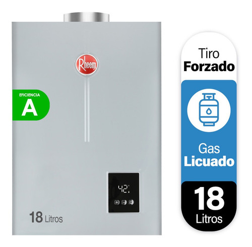 Calefon Gas Licuado 18 Litros Tiro Forzado Rheem Digital Tipo de gas GLP