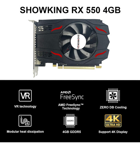 Tarjeta Gráfica Amd Radeon Rx 550 4gb, Gddr5 128 Bit Vide...