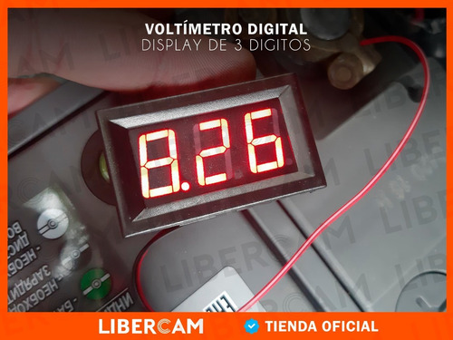 Imagen 9 de 10 de Voltimetro De Panel Digital 3 Digitos 12v - 24v De 3 Cables