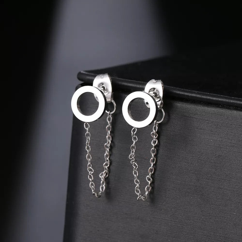 Imagen 2 de 3 de Aretes Mujer Acero Inoxidable Redondos Modernos Moda