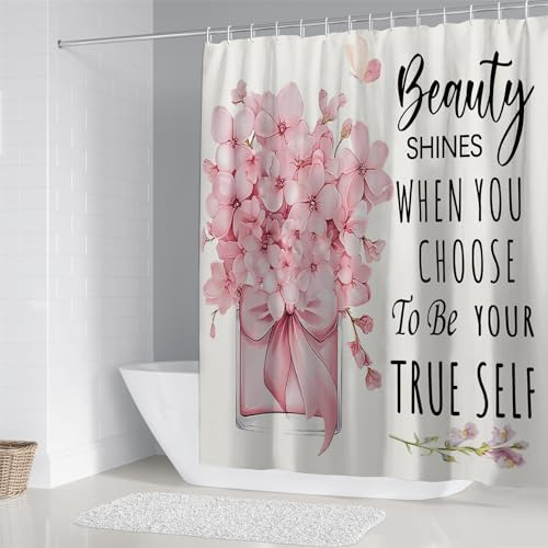 Conjunto De Cortina De Baño Y Tapetes De Moda Rosa De 4 Pie