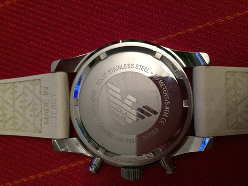 Relógio Empório Armani Bisel De Cristal Branco Mod. Ar5947