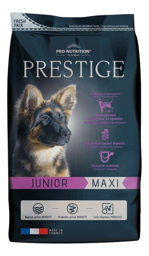Alimento Prestige Flatazor Perro Junior Maxi, Saco 15 Kg.