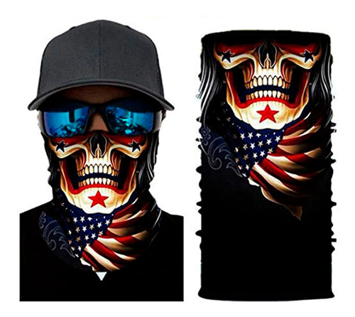 Pasamontaña Antifaz Calavera Bandera Usa Balaclava Motocicli