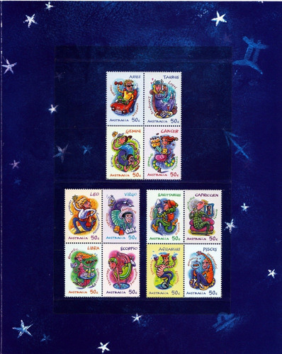 Imagen 2 de 4 de Estampillas Australia 2007 - Signos Del Zodiaco / En Pack