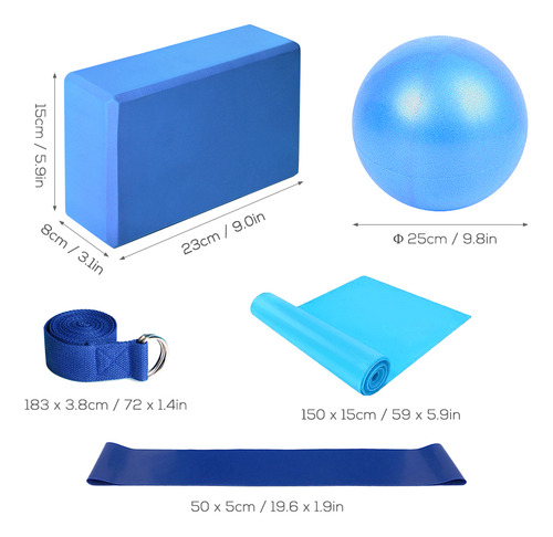 Hnbhnbset De 5 Piezas Equipo Yoga: Pelota, Bloques, Correa,