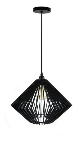 Lampara Colgante 60w E27  Ariel Wood Color Negro Pierrot