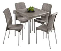 Comprar Combo De Mesa Más 4 Sillas Comedor Tipo Rattan Exterior 
