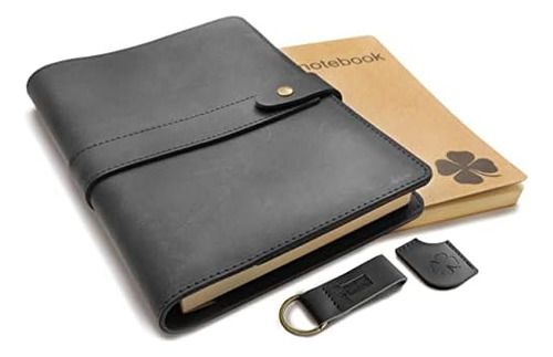 Black Leather Journal For Men And Women - Elegant Leath...