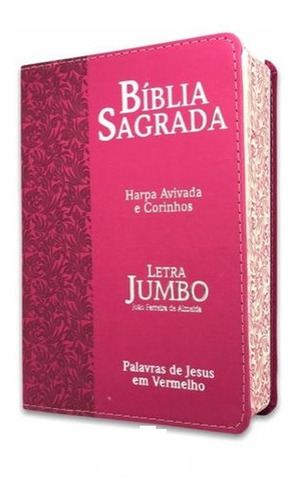 Bíblia Sagrada Letra Jumbo Capa Pu Luxo Ramos Pink