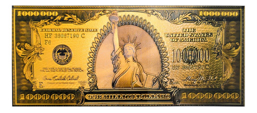 Billete Dorado 1 Millón Dólares Mini 7.5 X 3 Paq. 100 Piezas