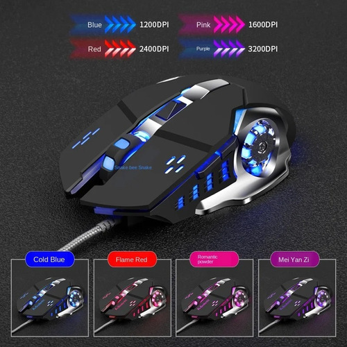 Mouse Gamer Alámbrico 6 Botones 4 Niveles Dpi Rgb K-snake Q5