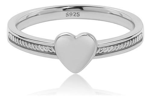 Anillos De Corazón Anillo De Plata Esterlina 925 Mujer...