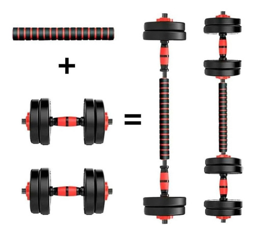 Set 2 Mancuernas 10 Kilos En Total Mas Barra Entrenamiento