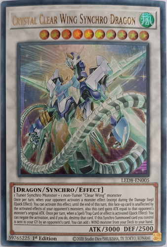 Yugioh! Crystal Clear Wing Synchro Led8-en005 Ultra 1st Edit