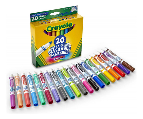 Crayola Ultra-clean Washable Broad Line Markers, 20 Piezas