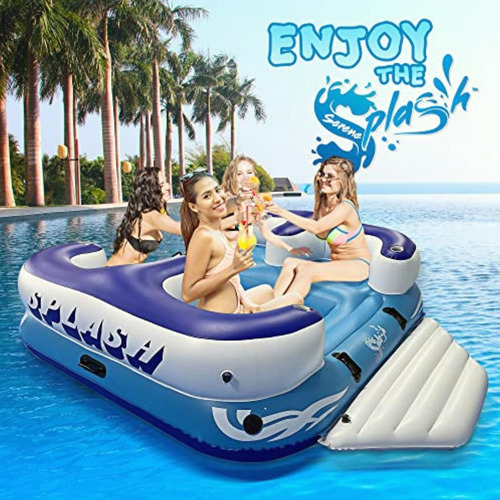 Serenelife Balsa Inflable Para 4 Personas, Balsa De Isla