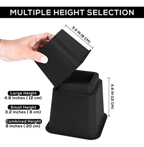 Imagen 6 de 8 de 4 Suplementos Para Muebles Ajustables Cama-sofa-mesa Negro
